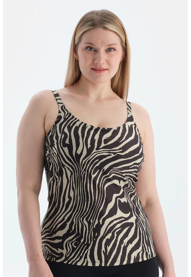 DAGI Top de plaja cu animal print si bretele ajustabile - Negru