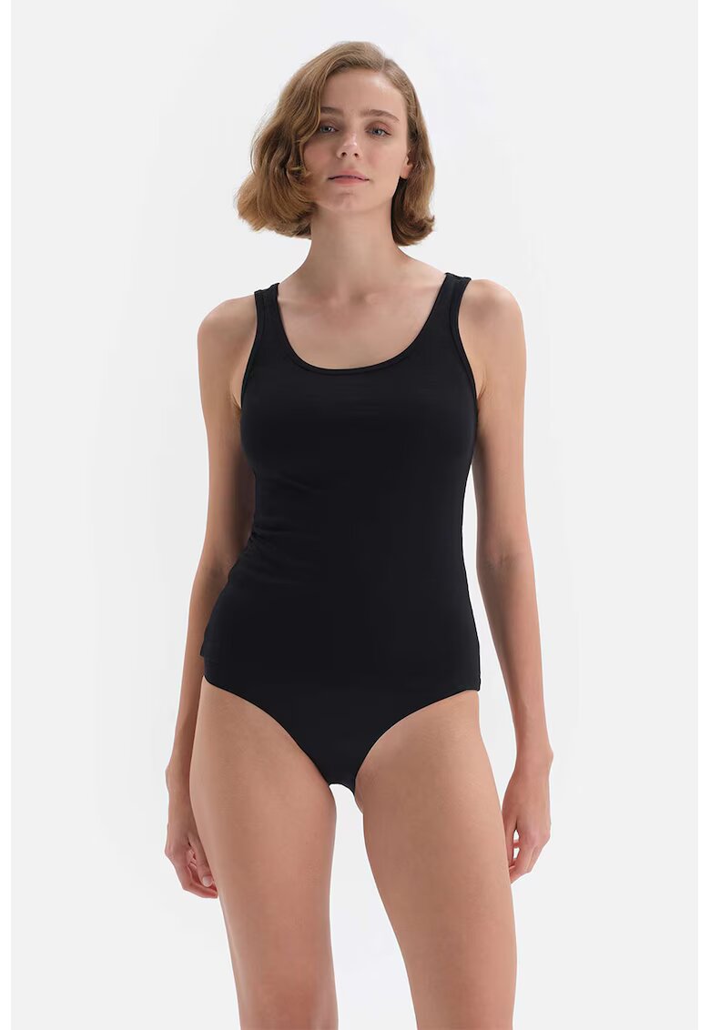 DAGI Top termic cu decolteu rotund - Negru
