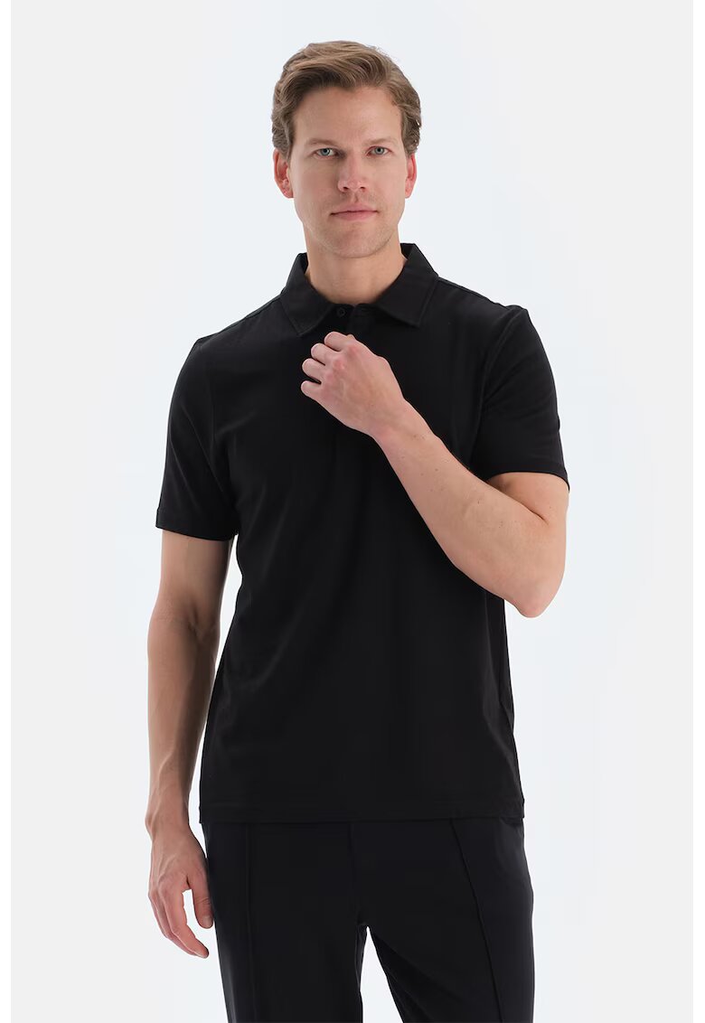 DAGI Tricou polo regular fit din bumbac - Negru