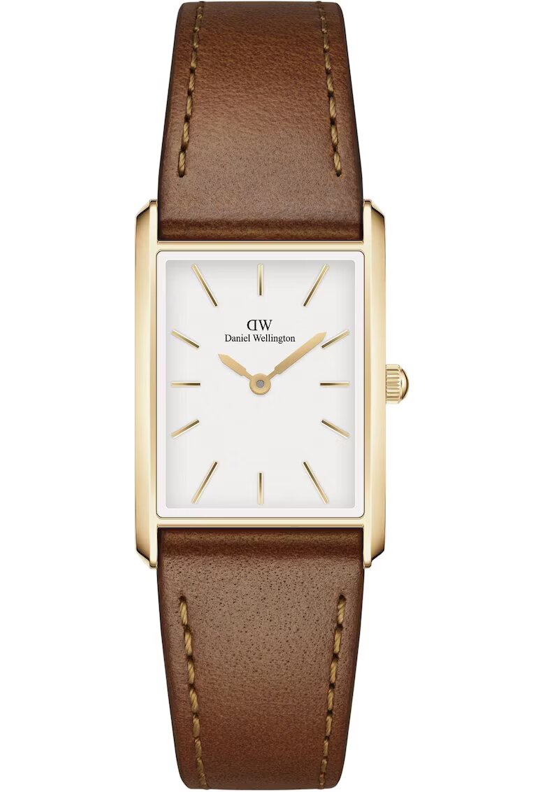 Daniel Wellington Ceas dama Bound Durham - carcasa aurie - cadran alb - otel inoxidabil/piele - maro - 316L+PVD