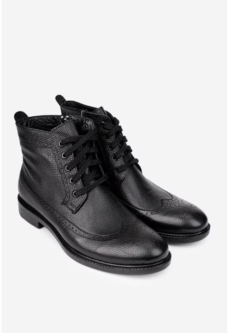 Dasha Ghete barbati confectionate din piele texturata neagra