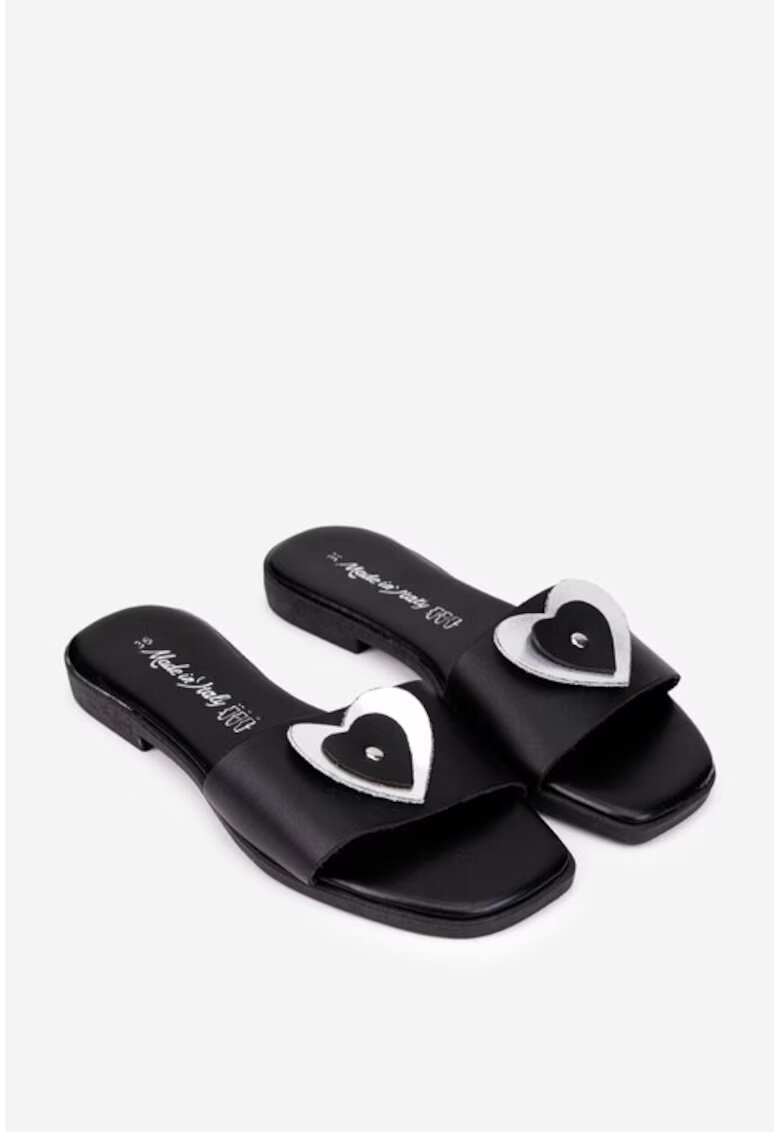 Dasha Papuci dama negre din piele naturala cu ornament