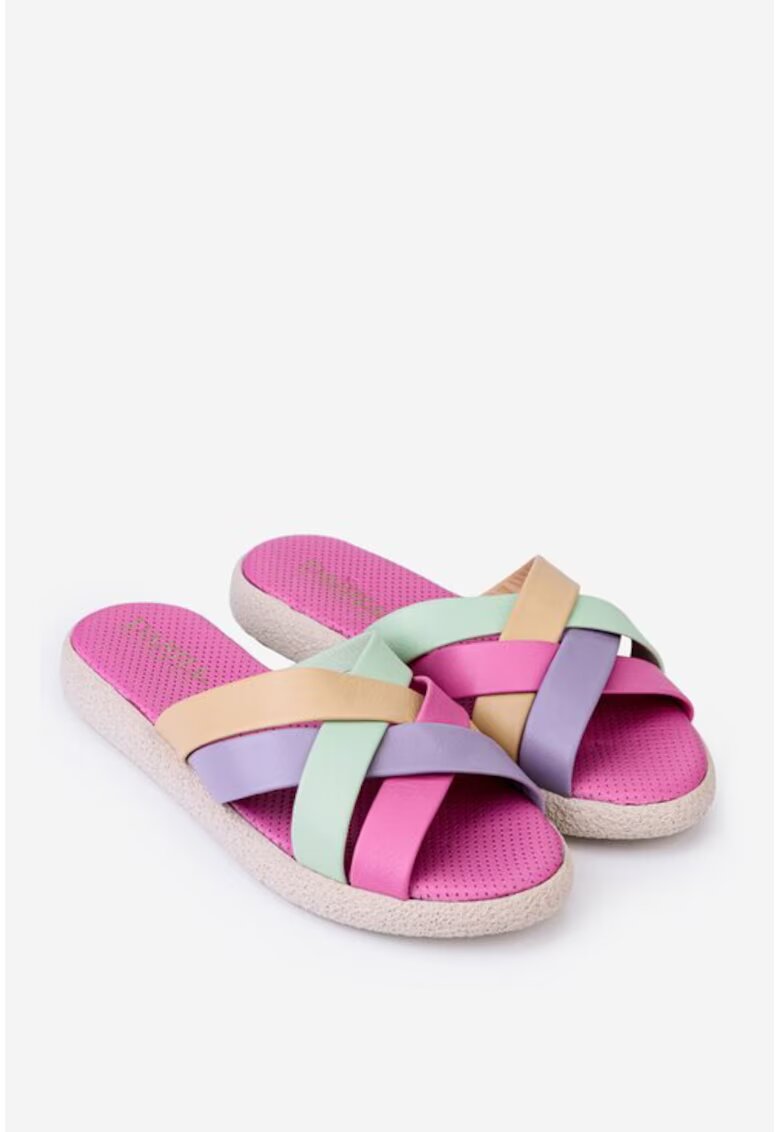 Dasha Sandale tip papuc dama din piele multicolora