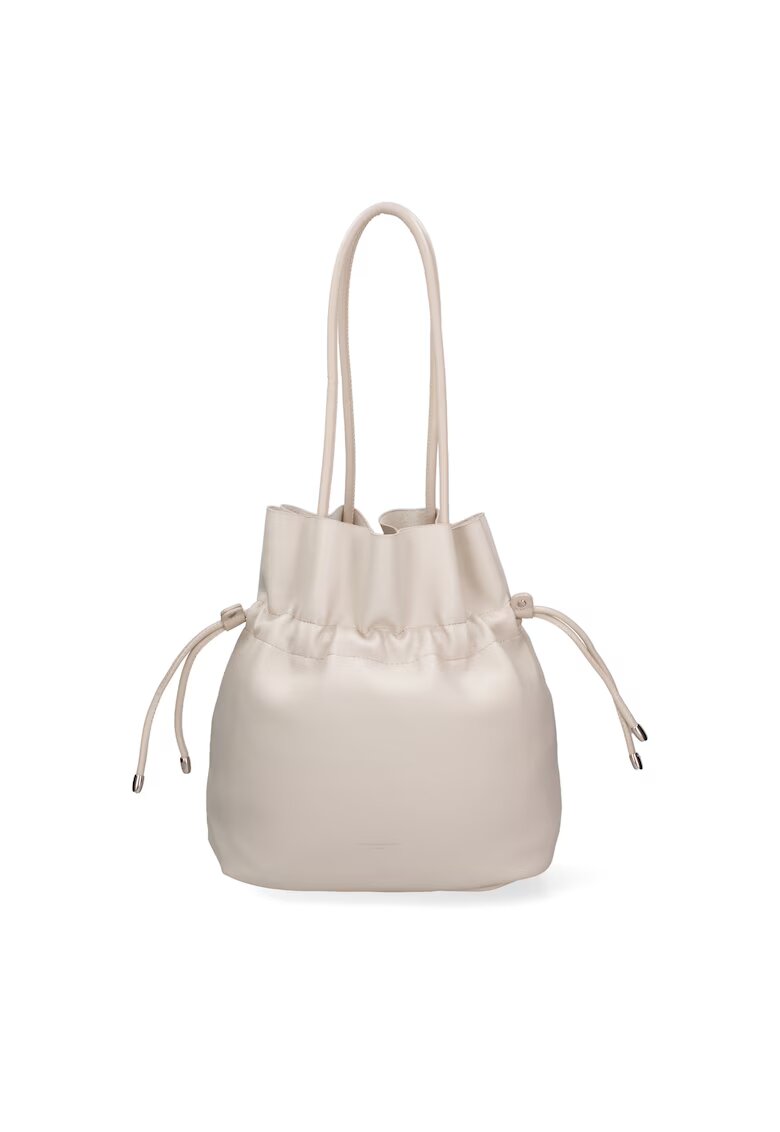 David Jones Geanta bucket de piele ecologica cu snururi - Bej