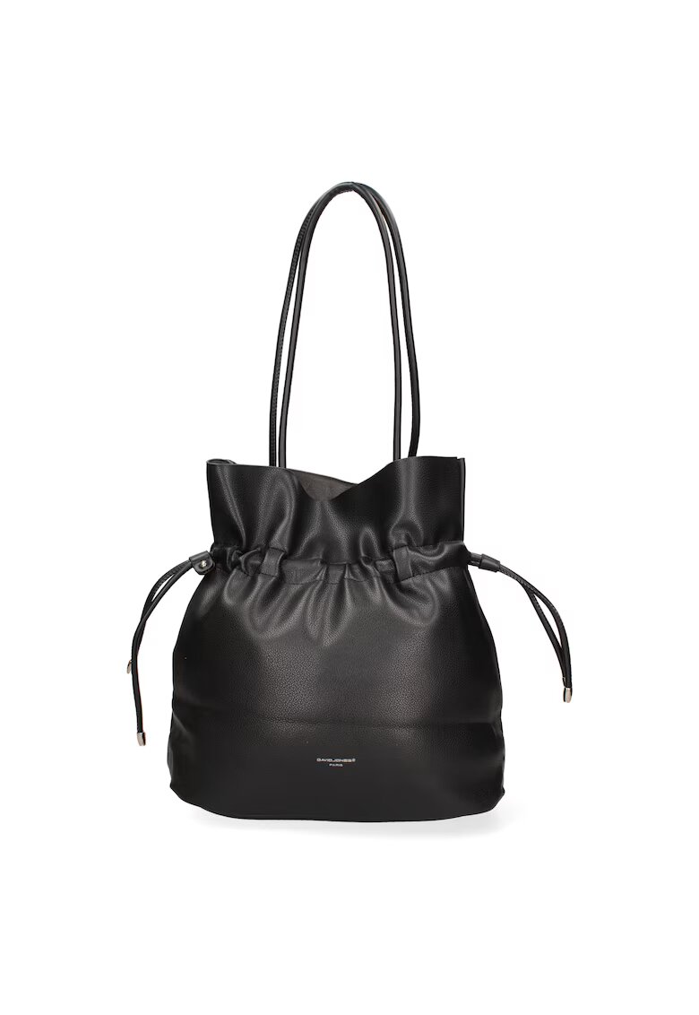 David Jones Geanta bucket de piele ecologica cu snururi - Negru