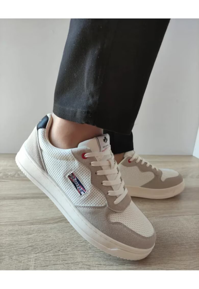 DECAR Pantofi Casual Barbati 9903 Albi Cu Gri Velur - Alb - Alb