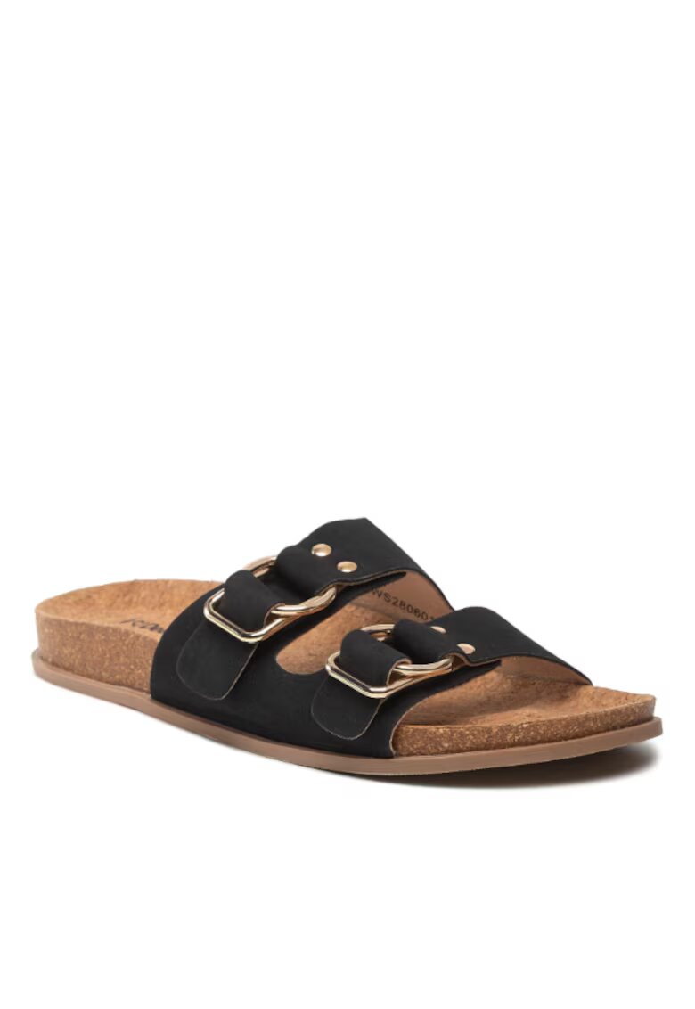 DeeZee Papuci flip-flop dama - Piele ecologica - Negru - Negru