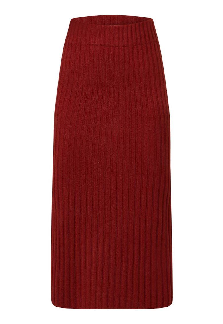 Delicate Love Fusta midi Delicatelove - rosu - 100% casmir - pentru femei - set elegant -
