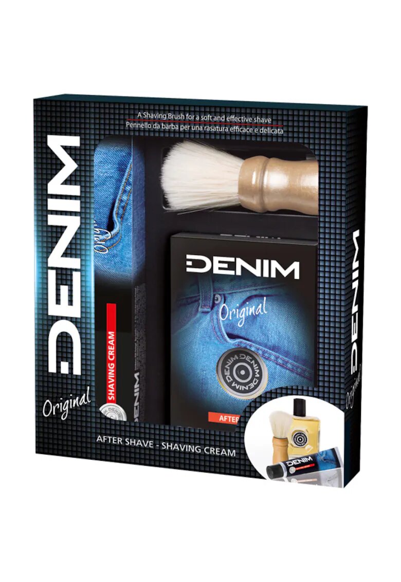 Denim Set cadou Original: Lotiune dupa barbierit - 100 ml + Crema pentru barbierit - 100 ml + Pamatuf