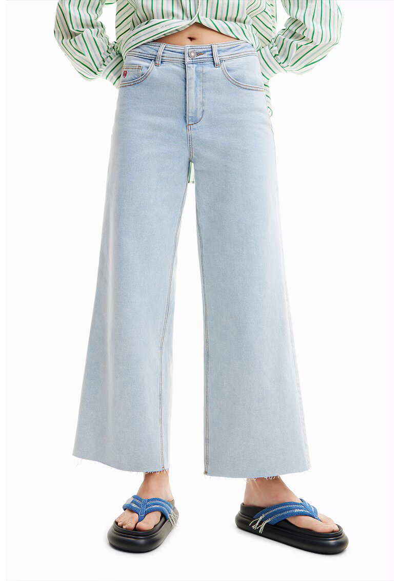 Desigual Blugi crop cu croiala ampla - Albastru deschis
