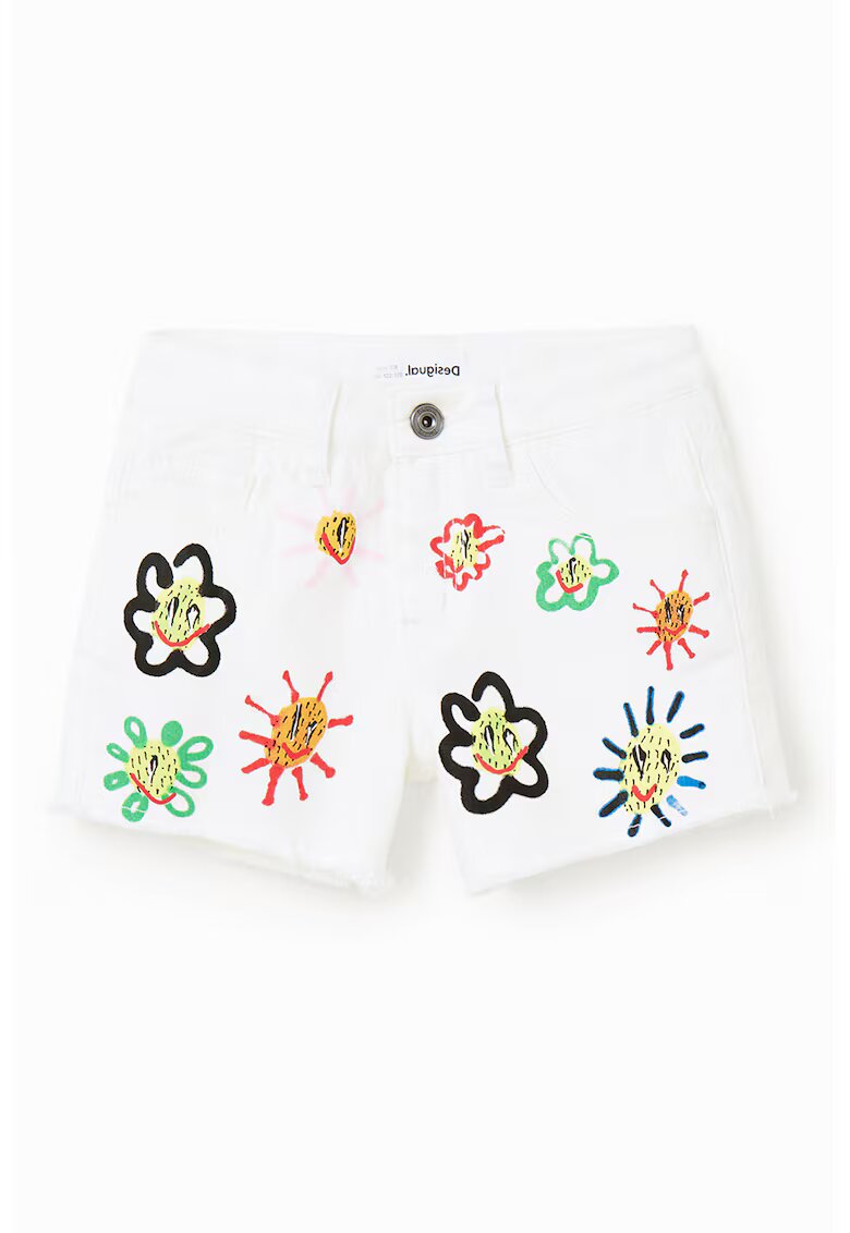 Desigual Blugi scurti cu model floral - Alb