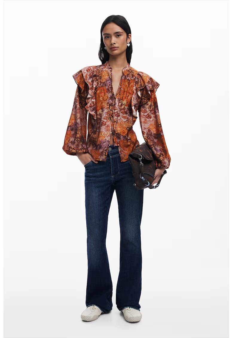 Desigual Bluza cu nasturi si imprimeu paisley - Maro cognac/Maro deschis