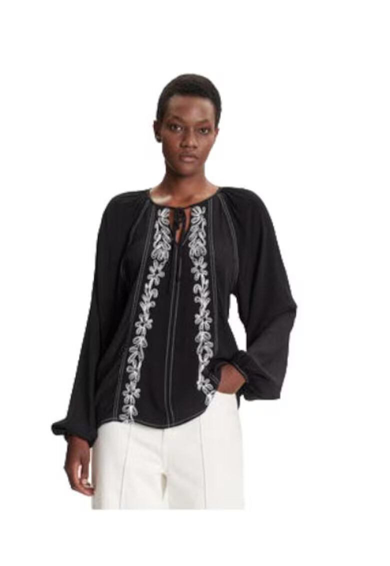 Desigual Bluza dama - viscoza - negru/alb