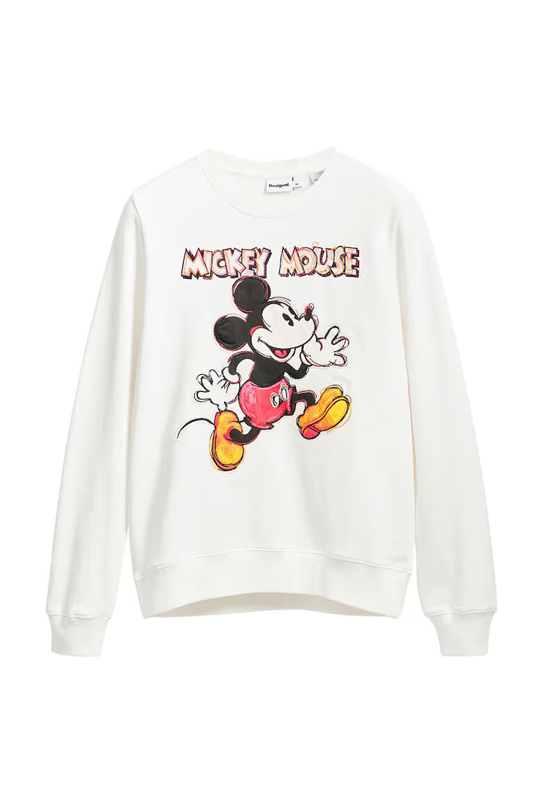 Desigual Bluza de trening cu imprimeu cu Mickey Mouse - Coral/Portocaliu mandarina/Alb murdar