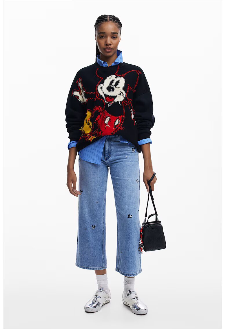 Desigual Bluza de trening cu model Mickey Moose - Rosu/Alb/Negru