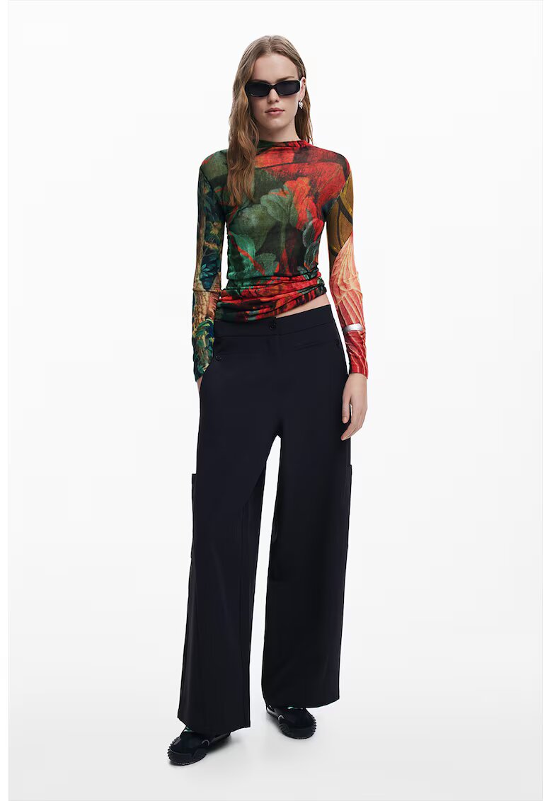 Desigual Bluza slim fit cu imprimeu floral - Rosu/Verde