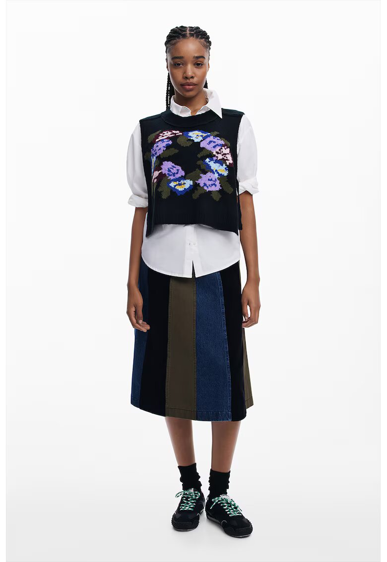 Desigual Camasa cu vesta detasabila - Alb/Negru/Lila