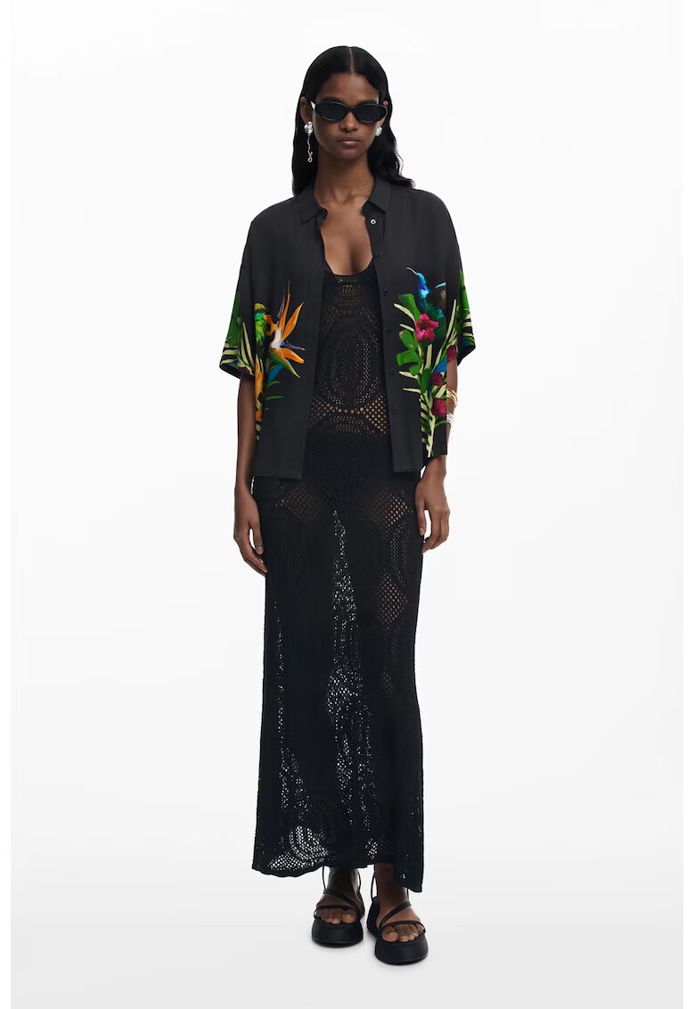 Desigual Camasa lejera Artemisa - Verde/Negru/Portocaliu