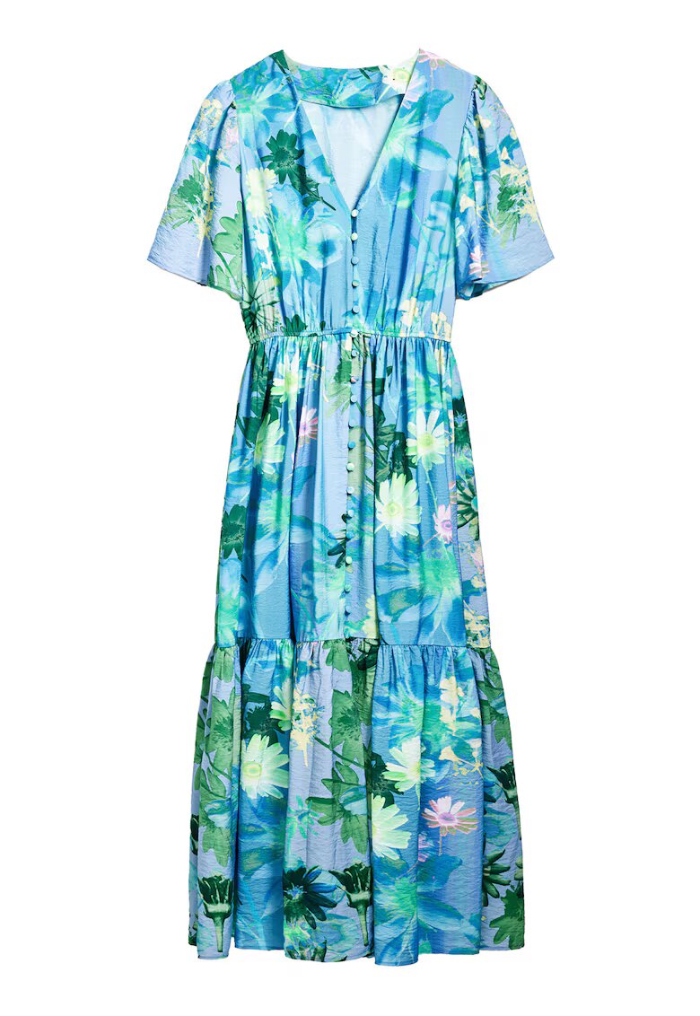 Desigual Camasa stil rochie dama 25SWVW18 - Viscoza/Poliamida - Albastru - Albastru