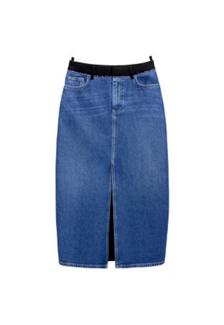 Desigual Fusta dama - albastru inchis - poliester-bumbac-viscoza-elastan - albastru
