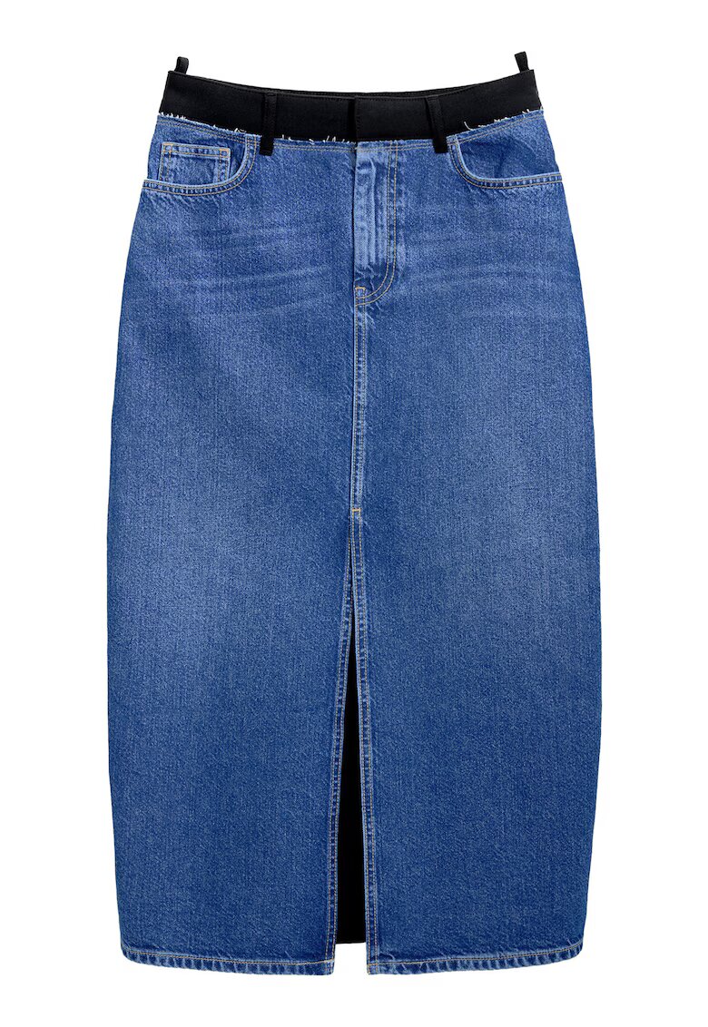Desigual Fusta denim poliester/bumbac/viscoza/elastan - albastru -