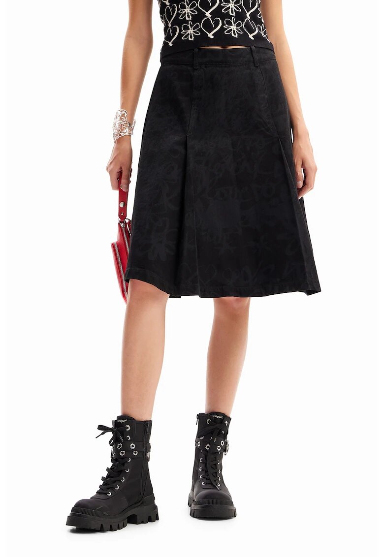 Desigual Fusta evazata cu talie inalta - Negru