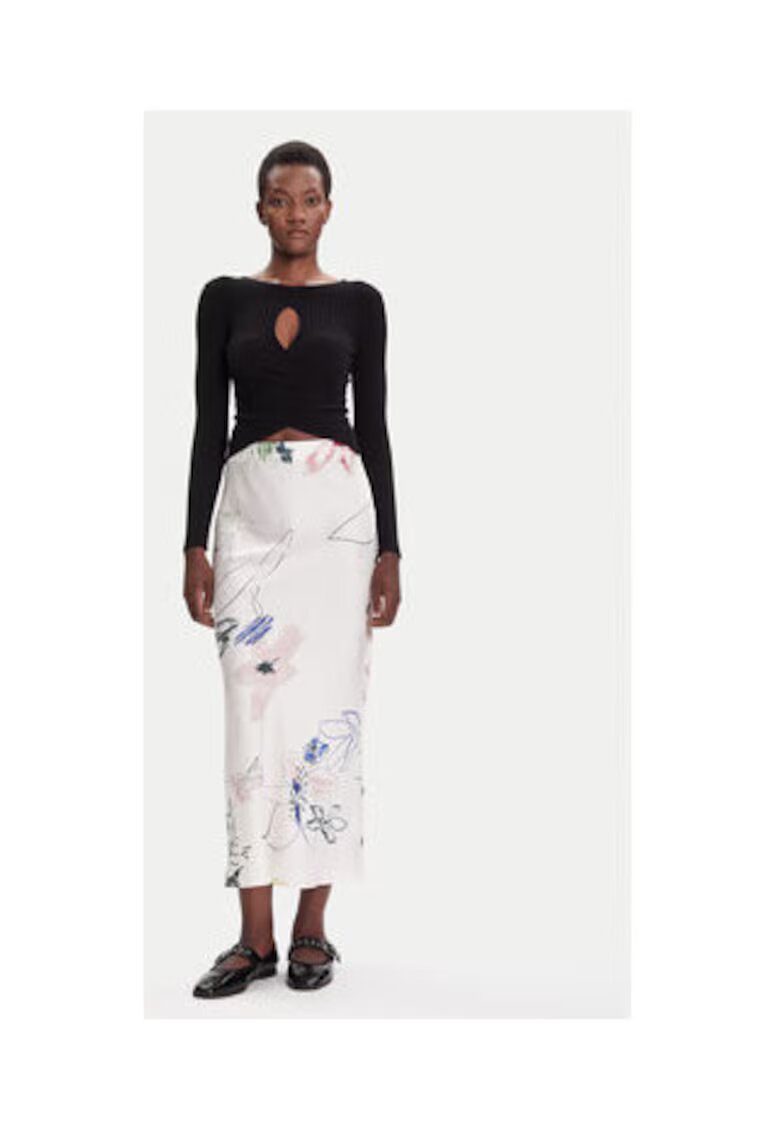 Desigual Fusta maxi - alb - 100% viscoza -