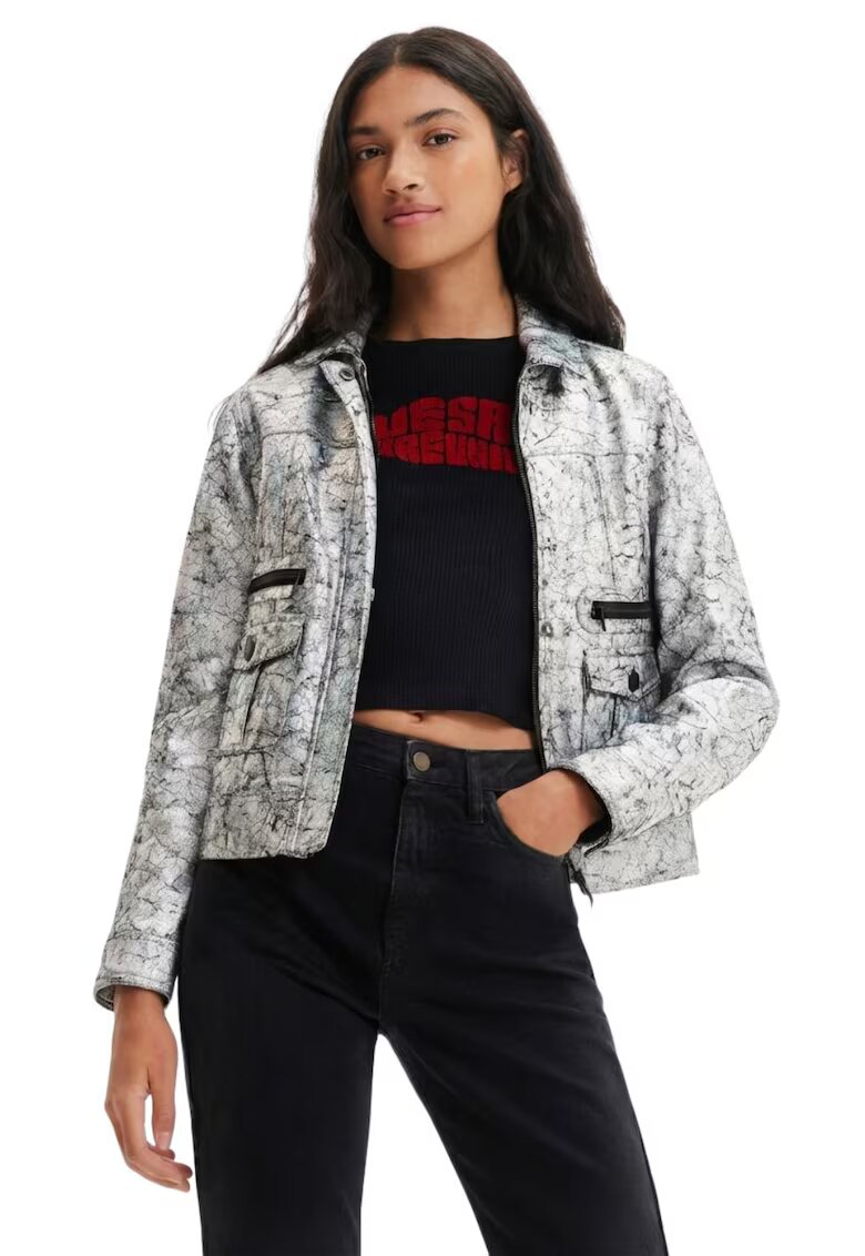 Desigual Geaca dama Mineapolis - argintie - poliester-elastan