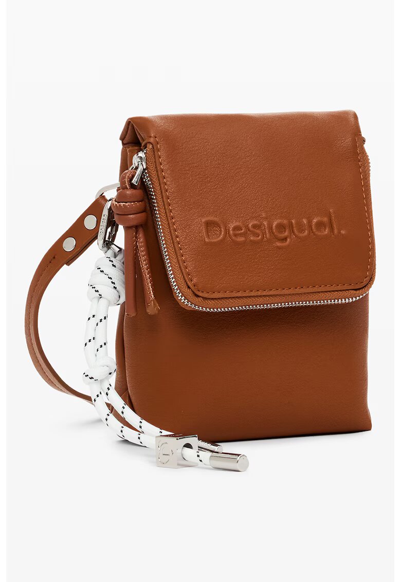 Desigual Geanta crossbody cu logo in relief - Maro scortisoara
