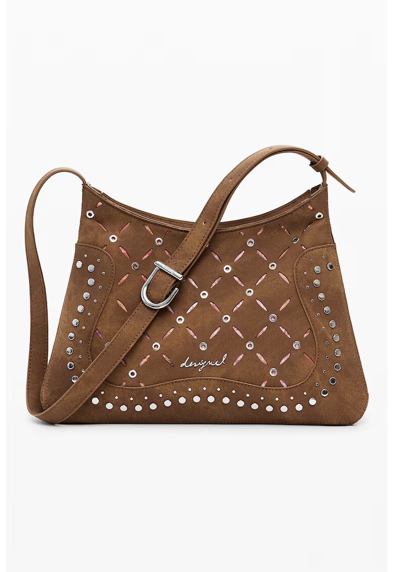 Desigual Geanta crossbody cu perforatii - Maro