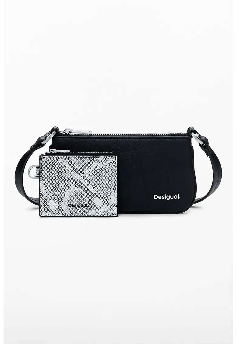 Desigual Geanta crossbody de piele ecologica cu portofel detasabil - Negru