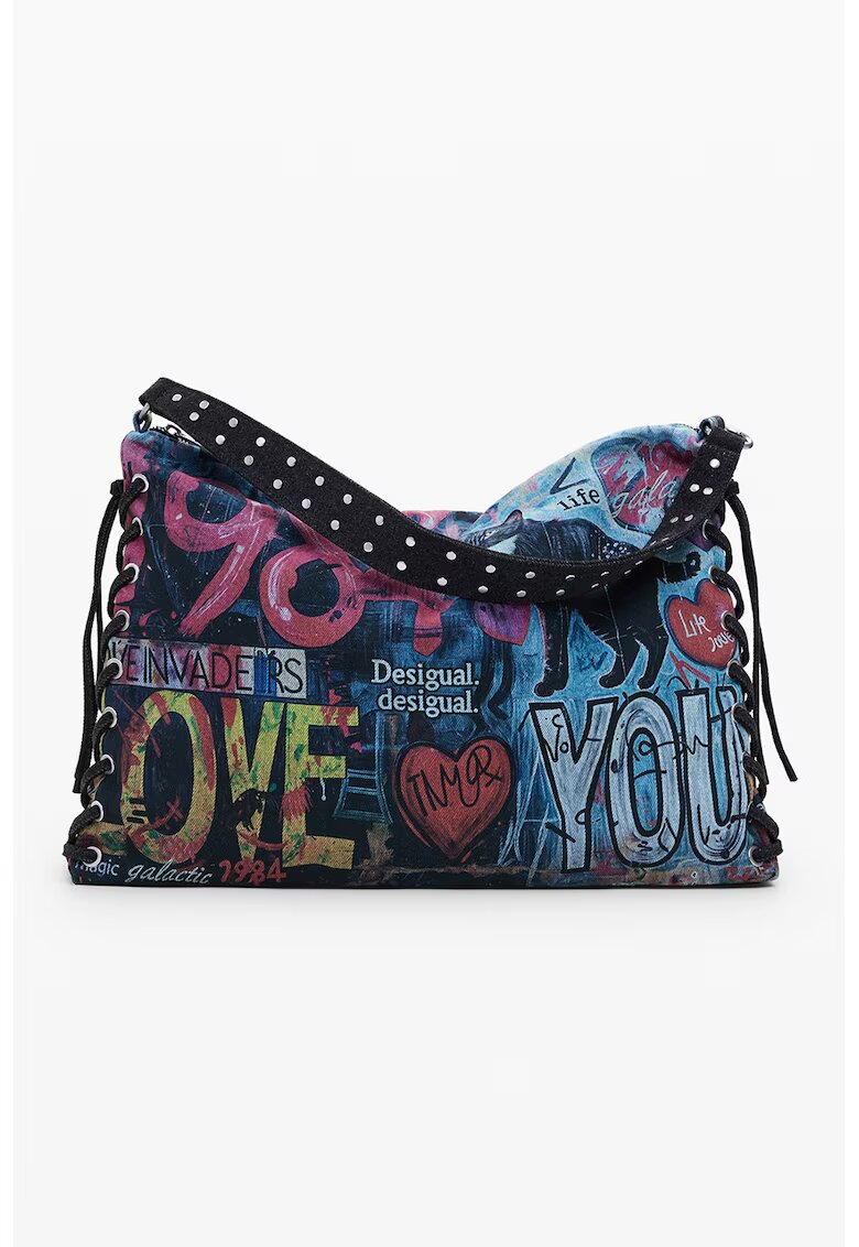 Desigual Geanta cu model si bareta de umar - Multicolor