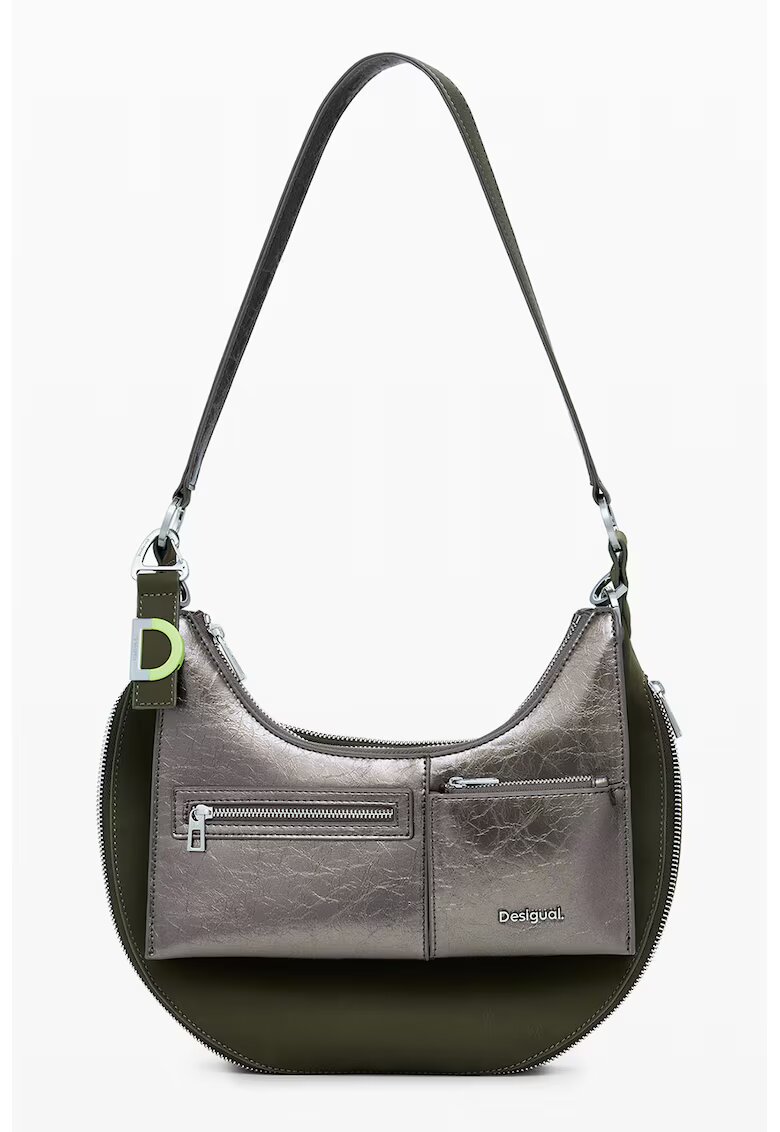 Desigual Geanta de piele ecologica cu bareta de umar - Verde inchis