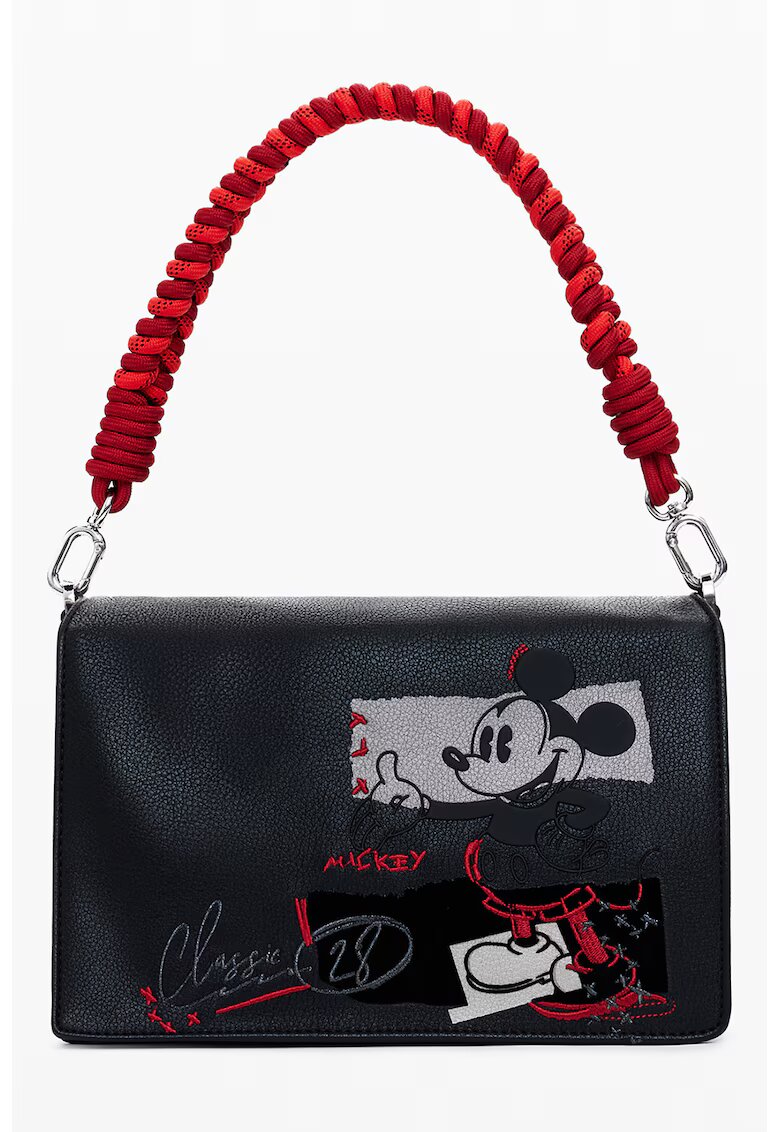 Desigual Geanta de piele ecologica cu maner si model Mickey Mouse - Rosu/Negru