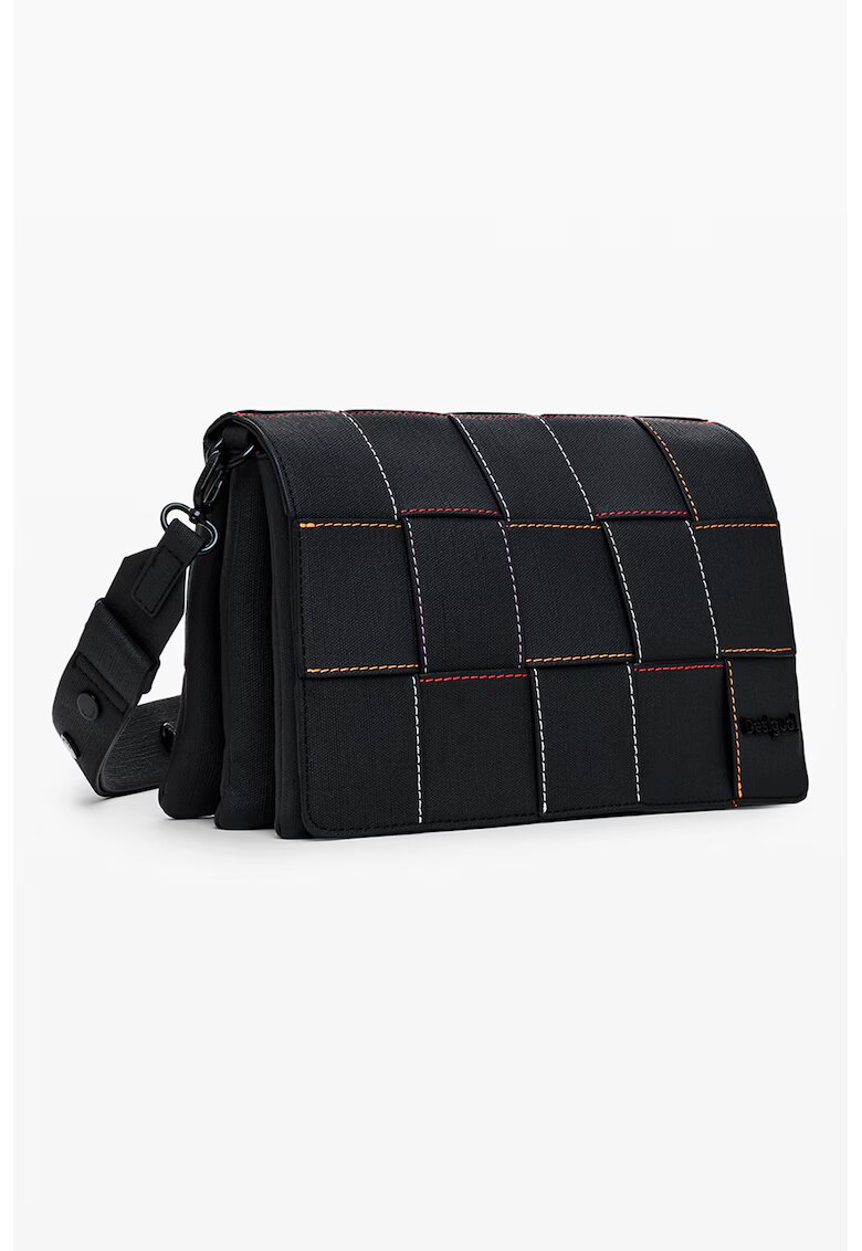 Desigual Geanta din piele ecologica cu bareta de umar si clapa Yoko - Negru