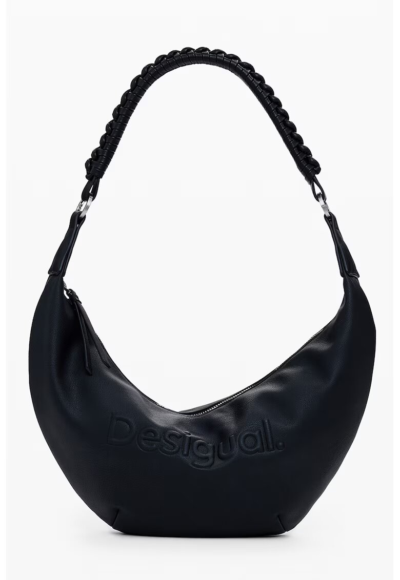 Desigual Geanta din piele ecologica cu bareta de umar si logo in relief - Negru
