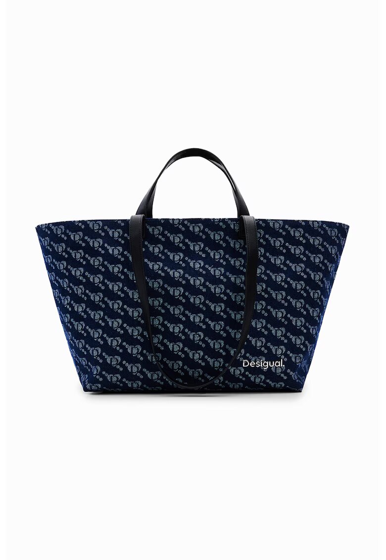 Desigual Geanta shopper cu model - Albastru inchis