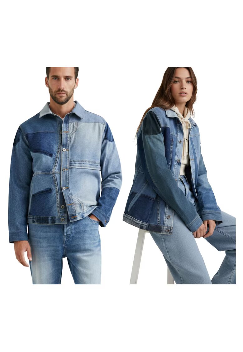 Desigual Jacheta de blugi unisex tip patchwork Umberto