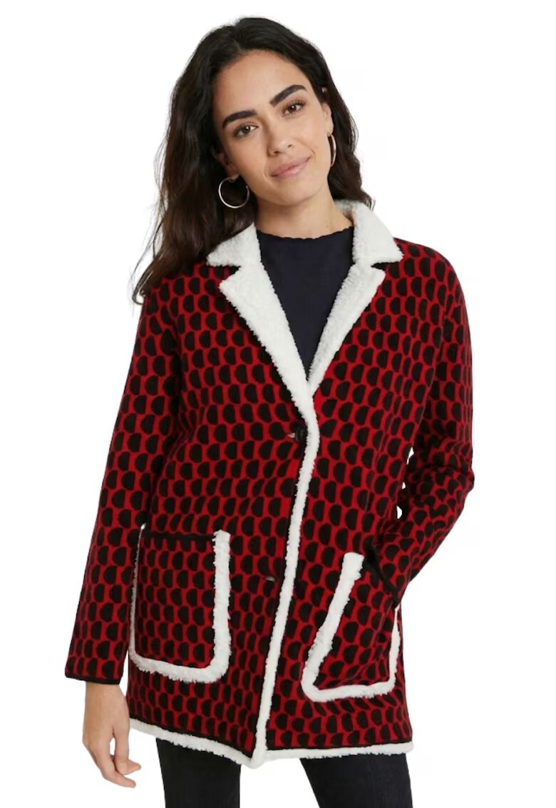 Desigual Palton cu sherpa si imprimeu Denver -