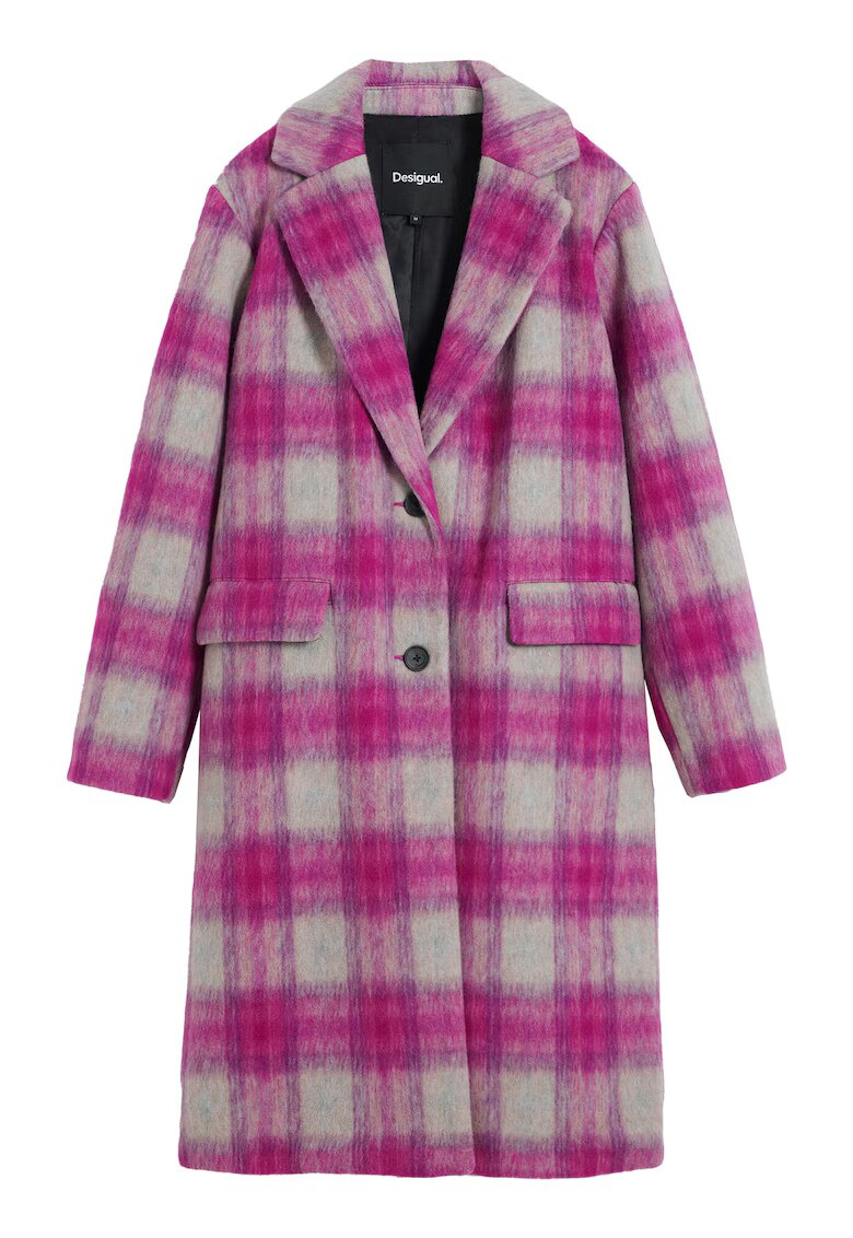 Desigual Palton dama - carouri - roz - 58% poliester - 42% lana