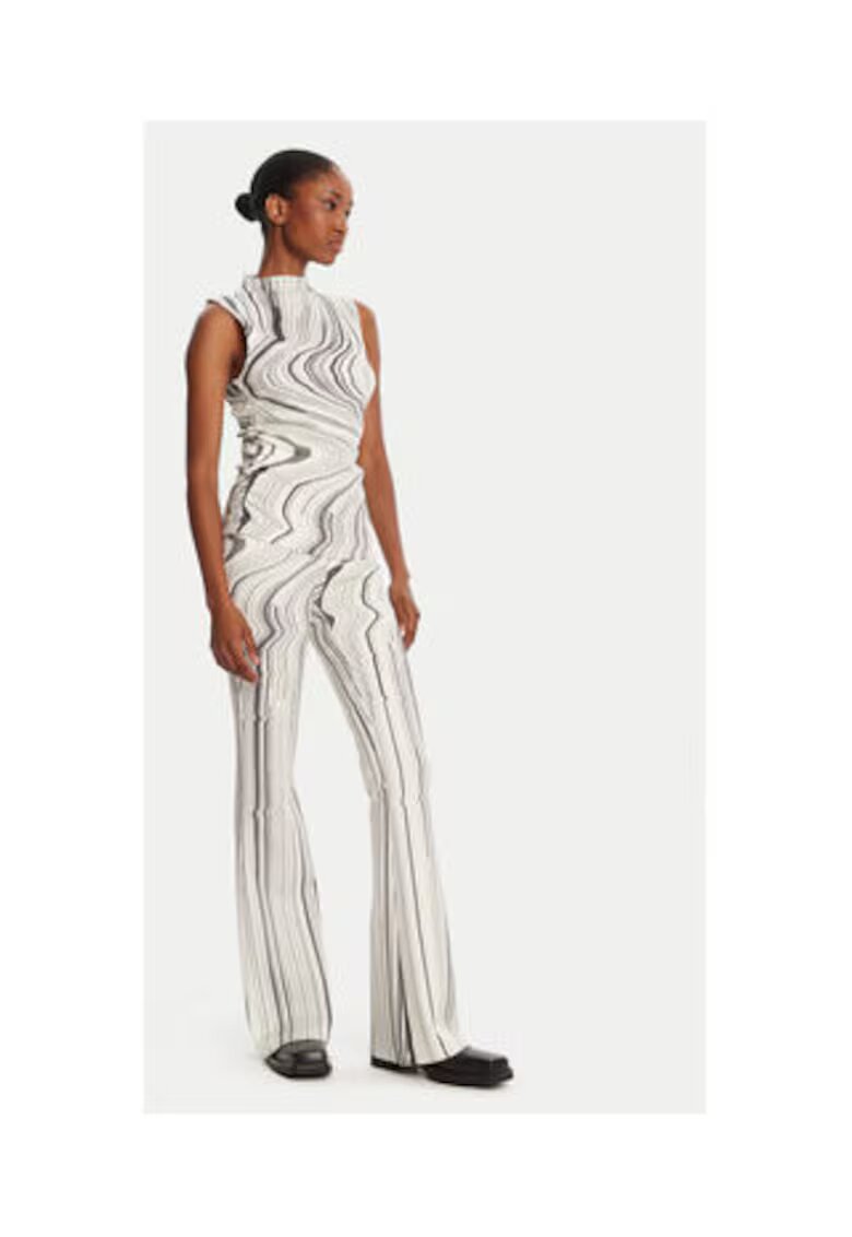 Desigual Pantaloni Dama - poliester - ecru -