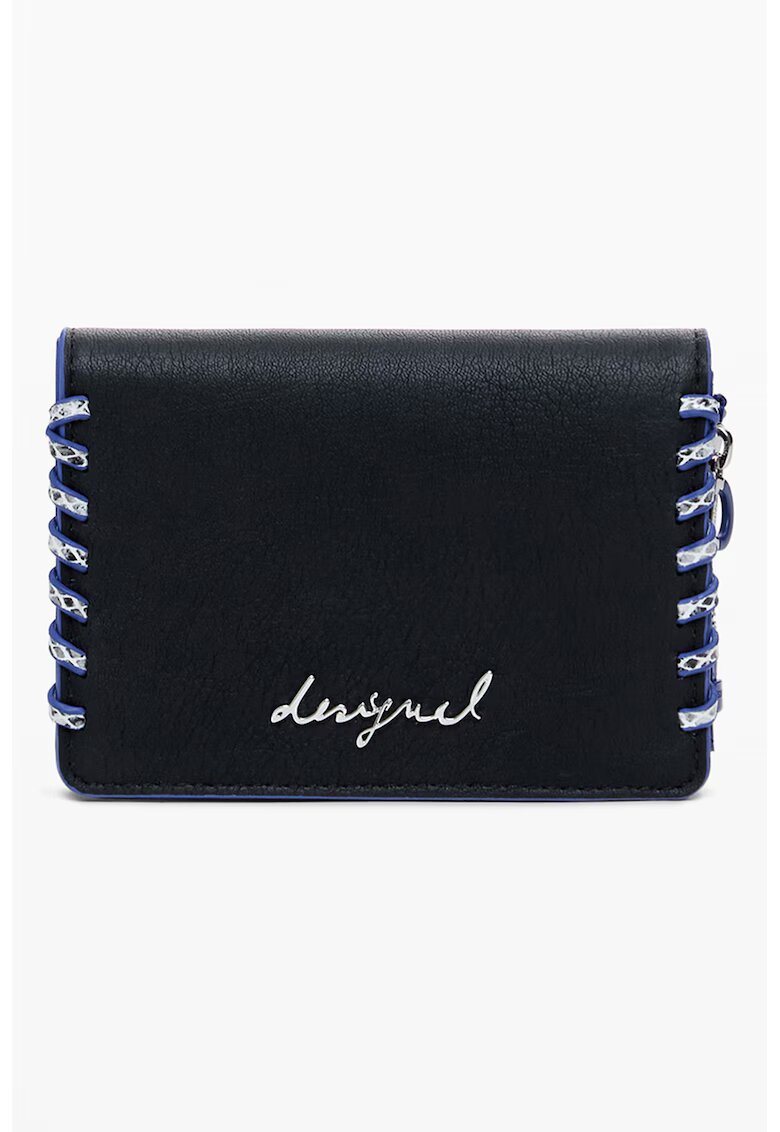 Desigual Portcart de piele ecologica cu fermoar - Negru