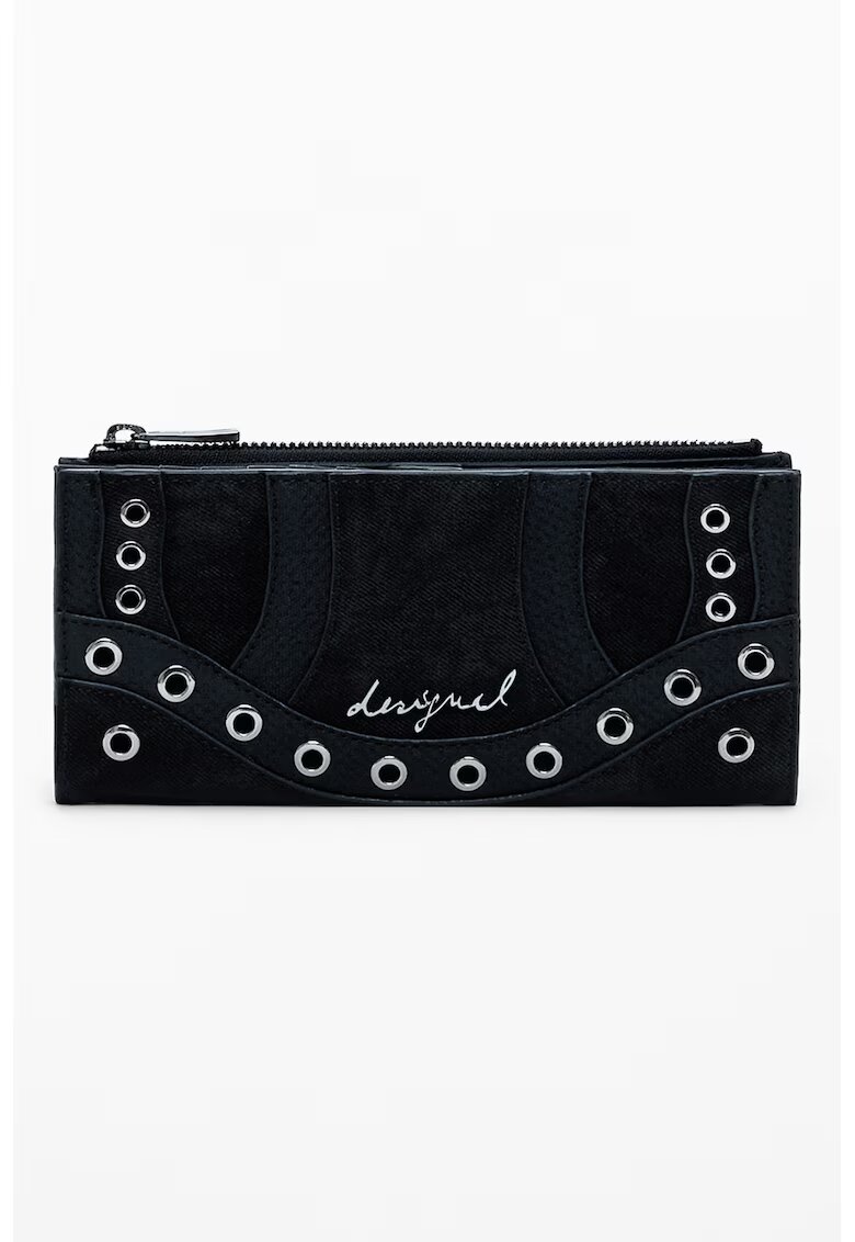 Desigual Portofel cu fermoar si logo - Negru