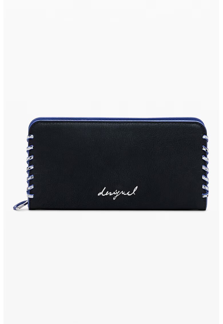 Desigual Portofel cu fermoar si logo - Negru