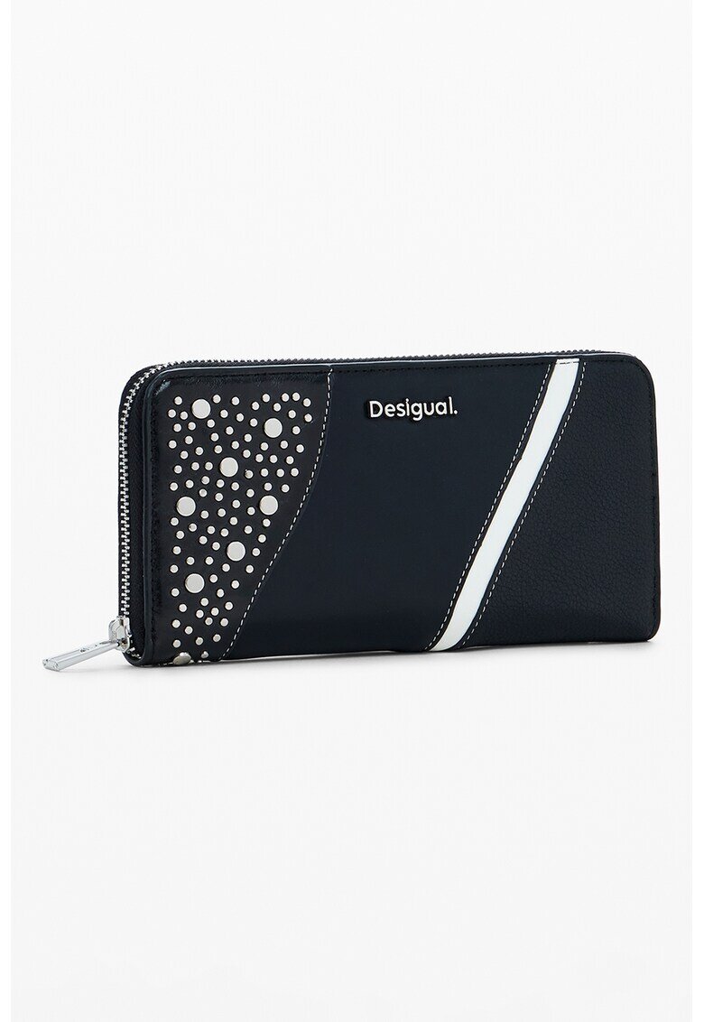 Desigual Portofel cu fermoar si nituri Punkette - Alb/Negru
