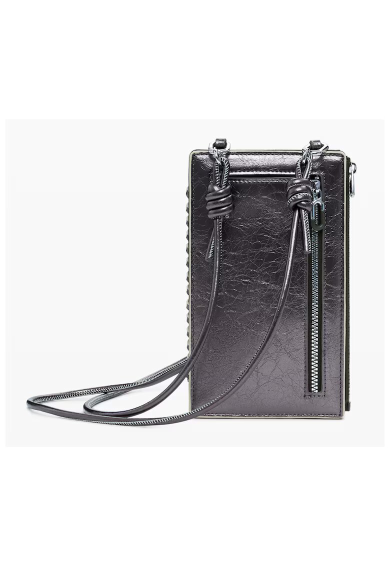Desigual Portofel dama platina metalizat 25WAYP39 - Argintiu - 11 x 19 x 1.4
