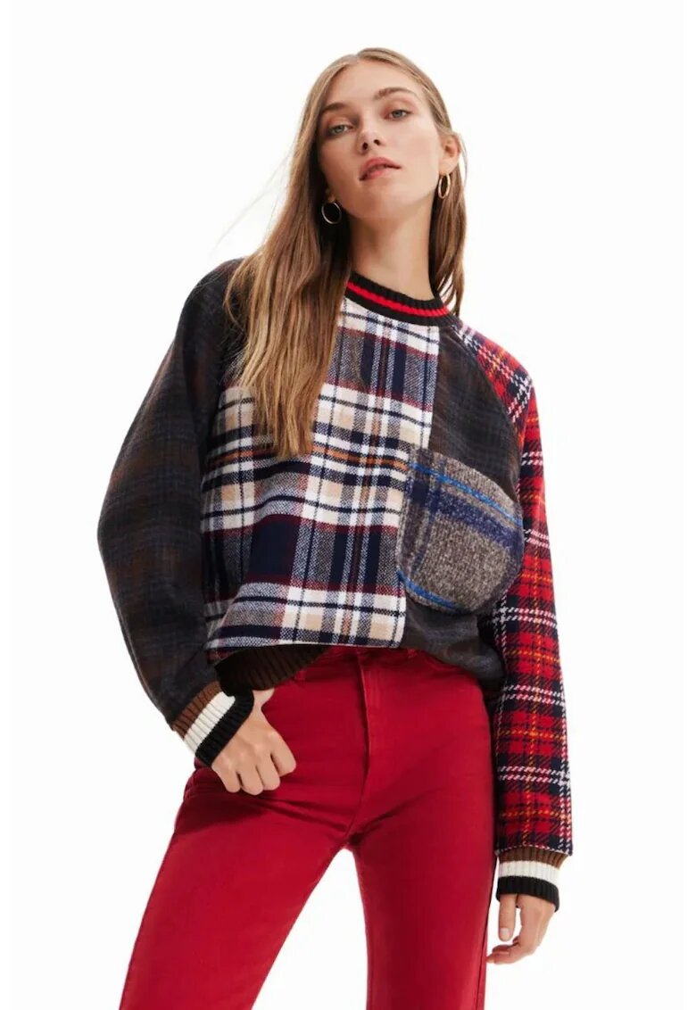 Desigual Pulover cu model in carouri Bourboung
