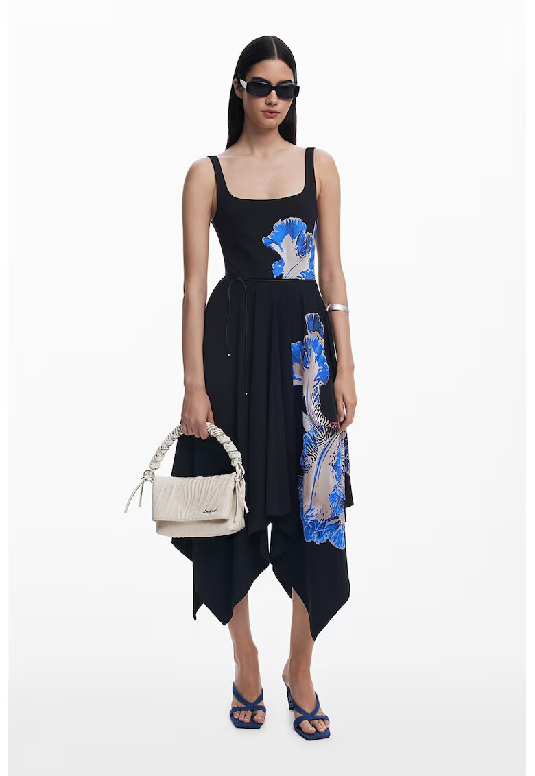 Desigual Rochie asimetrica cu decolteu patrat adanc - Negru