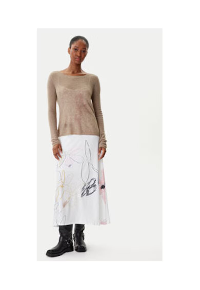 Desigual Rochie casual Dama - Alb - poliester - elastan -