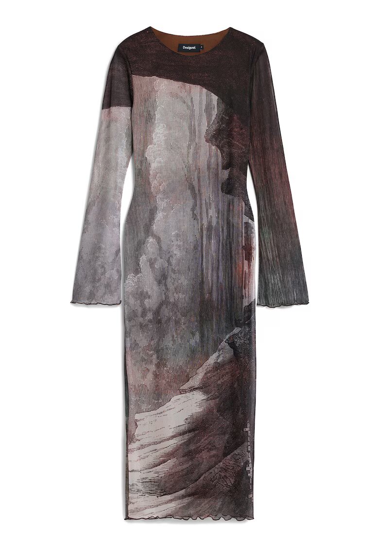 Desigual Rochie casual Dama - maro - gri - 94% poliester - 6% elastan